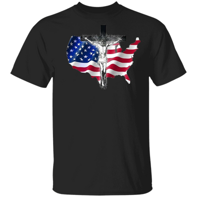Jesus Christ On Cross T-Shirt American Flag Christian Religion Shirt Gift For Men For Women