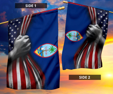 Guam Flag With American Flag Vintage Old Retro Patriotic Flag Of Guam U.S Territory