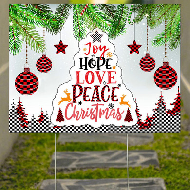 Joy Hope Love Peace Christmas Yard Sign Christmas Peace Sign outdoor Xmas Decorating Idea 2020