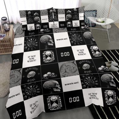 Unus Annus Bedding Set Unus Annus Merch Memento Mori Unas Annus Logo Skull Merchandise For Sale