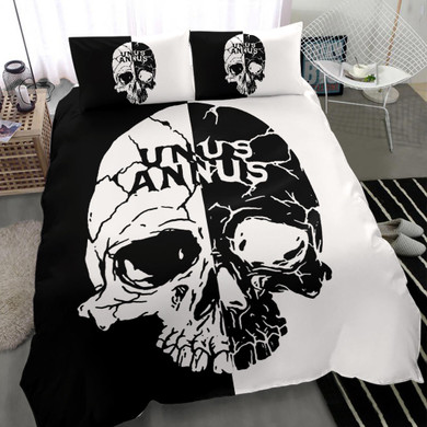 Unus Annus Bedding Set Skull Black And White Unus Annus Merch Cheap Comforter Sets