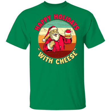 Happy Holidays With Cheese Shirt Funny Santa T-Shirt Gift For Cheese Lover