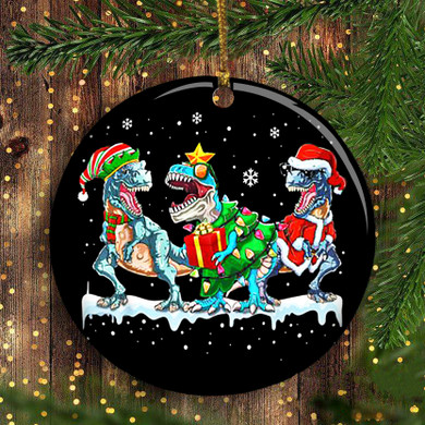Dinosaur Ornament Tree Rex And Snowflake Christmas Design For Tree Decor Gift For Sibling