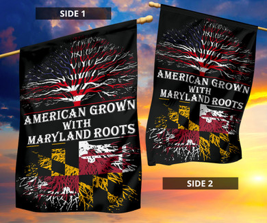 American Grown With Maryland Roots State Tree Flag Patriotic Pride Native Flag Wall Hanging