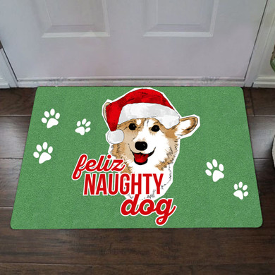 Feliz Naughty Dog Doormat Christmas Home Decor