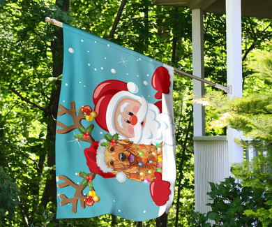 Golden Retriever Santa Claus Merry Christmas Flag Holiday Winter Happy New Year Flag Decor