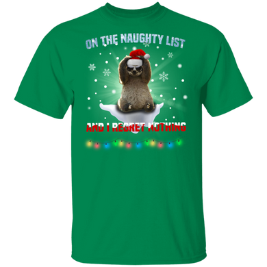 Sloth On The Naughty List And I Regret Nothing T-Shirt Funny Christmas Gifts For Sloth Lovers