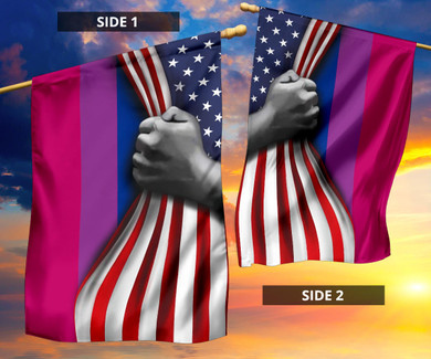 Bisexual Flag Inside US Flag Hand Open American Flag Pride Flag Gifts For LGBTQ Community