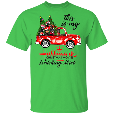 Rottweiler Hallmark Christmas Movie Watching T-Shirt Cute Family Dog W Santa Hats Xmas Gifts