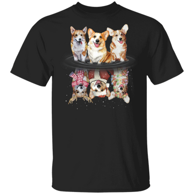Corgi Water Reflection Christmas 3D T-Shirt Seasonal Gift Ideas Santa Corgi Christmas Gifts