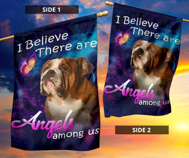 Bulldog I Believe There Are Angels Among Us Flag For Home Decor Wall Flag For Bedroom