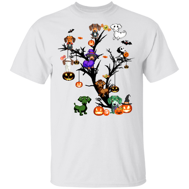 Dachshunds Halloween Tree T-Shirt Easy Couple Halloween Costume Weiner Dog Gifts For Couples