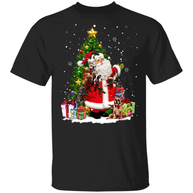 Frenchies And Santa Claus Christmas Tree T-Shirt Merry X-Mas Gifts For Frenchies Lovers