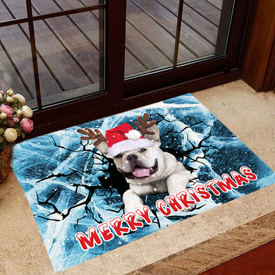 Merry Christmas French Bulldog Doormat Funny Dog Ice Crack Doormat House Decor Merry Christmas French Bulldog Doormat Funny Dog Ice Crack Doormat House Decor
