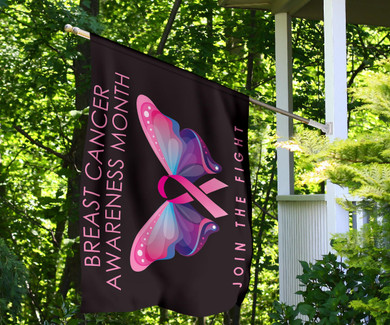 Butterfly Breast Cancer Awareness Month Join The Fight Flag Wall Art Decor Family Gifts
