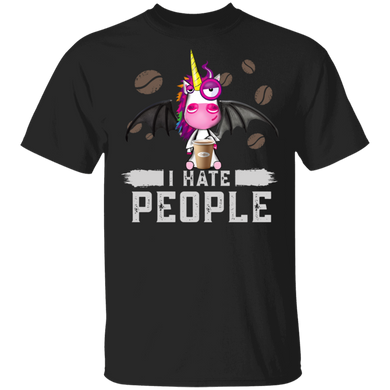 Funny Unicorn I Hate People Vintage T-Shirt I Love Unicorn Shirt Cute Gift For Coffee Lover