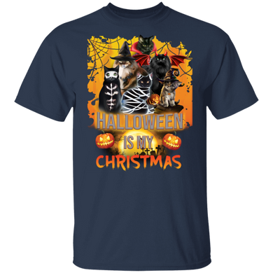 Cats Halloween Is My Christmas Printed T-Shirt Halloween Tee Unique Gifts For Cat Lovers