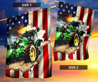 Tractor American Flags Gift For Tractor Driver Home Flag Outdoor Banner