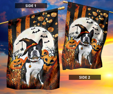 Boston Terrier Pumpkin Costume Halloween Flag For Wall Decor Boston Terrier Merchandise