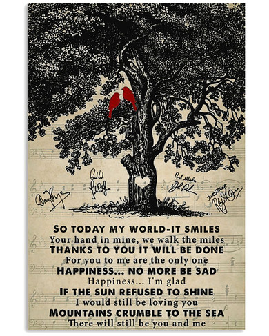Thank You So Today My World-It Smiles Vintage Poster Led Zeppelin Song Lyrics Housewarming Gift