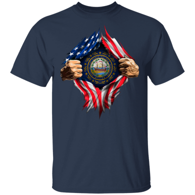 New Hampshire Heartbeat Inside American Flag T-Shirt American Pride Patriotic Tee Shirts