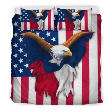 Eagle Texas And American Flag 4th Of July Duvet Covers Bedding Set Veterans Gifts
