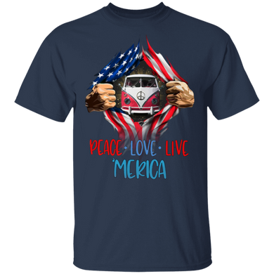 Peace Love Live Car Inside American Flag T-Shirt Gifts For Friend