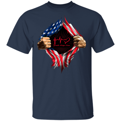 Faith Hope Love American Flag T-Shirt Women Men Shirt Gifts For Friend