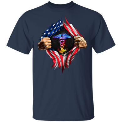 Caduceus Symbol Inside American Flag T-Shirt Women Men Shirt Friend Gifts
