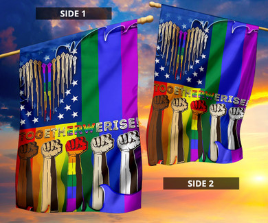 LGBTQ Togerther We Rise American Flag Different Pride Flags Decor Outdoor