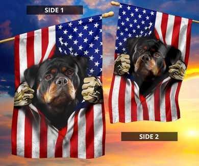 Rottweiler American Flag 4th Of July Flag Gift For Dog Owner