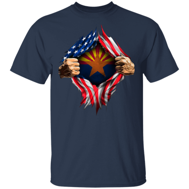 Arizona Heartbeat Inside American Flag T-Shirt Arizona Pride Patriotic Tee Shirts