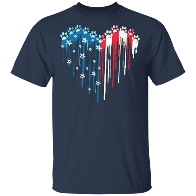 Cute Paw Heart American Flag Dog Owner Patriot T-Shirt Gifts For Dog Lover