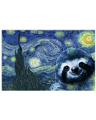 Sloth The Starry Night by Vincent Van Gogh Poster I Survived 2020 Poster Gift For Sloth Lover