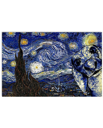 Dachshund The Starry Night by Vincent Van Gogh Poster Print Gift For Dog Lover Bedroom Wall Decor