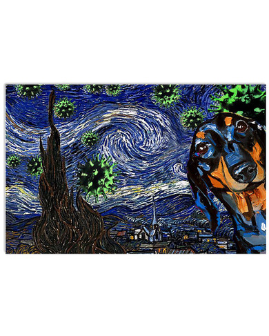 Dachshund The Starry Night by Vincent Van Gogh Poster Print I Survived 2020 Poster Bedroom Wall Decor