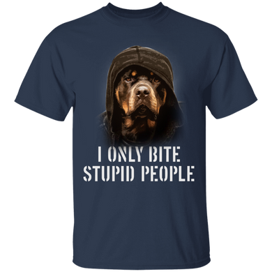 Rottweiler I Only Bite Stupid People Funny Dog Shirts
