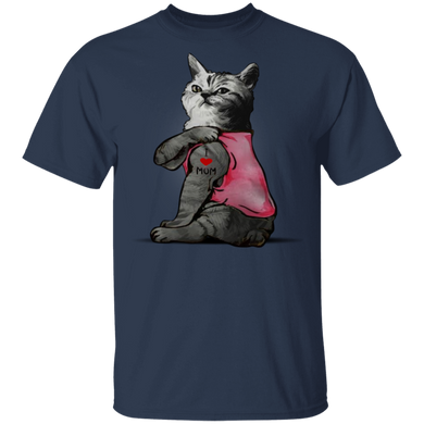 Cat I Love Mom Tattoo T Shirt - Gifts For Cat Lovers