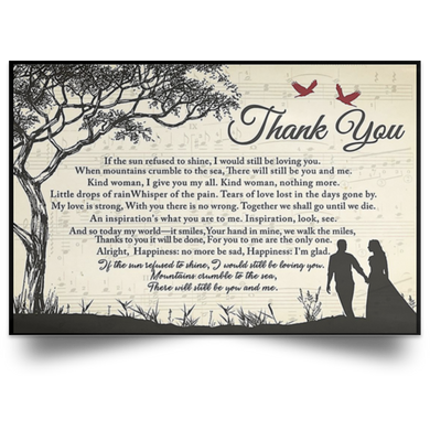 Thank You Lyrics Portrait Poster Best Gift For Lover