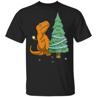 Funny T-Rex And Christmas Tree T-Shirt Dinosaur Lover Xmas Gift For Boy