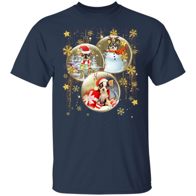 Chihuahua Santa Claus Hat In Snow T-Shirt Xmas Gift For Chihuahua Lover