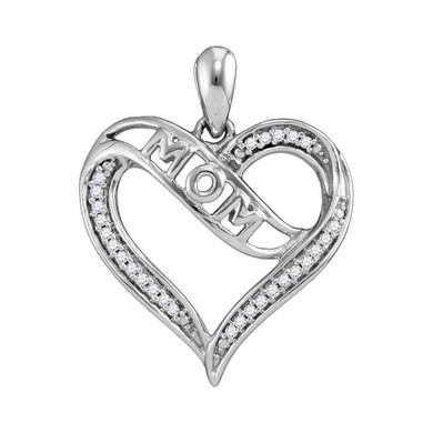 Diamond For Mom Pendant |  Sterling Silver Womens Round Diamond Mom Mother Heart Pendant 1/8 Cttw |  Splendid Jewellery Diamond For Mom Pendant |  Sterling Silver Womens Round Diamond Mom Mother Heart Pendant 1/8 Cttw |  Splendid Jewellery