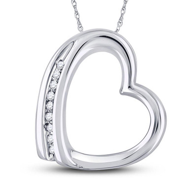 Diamond Heart & Love Symbol Pendant |  10kt White Gold Womens Round Diamond Heart Pendant .03 Cttw |  Splendid Jewellery