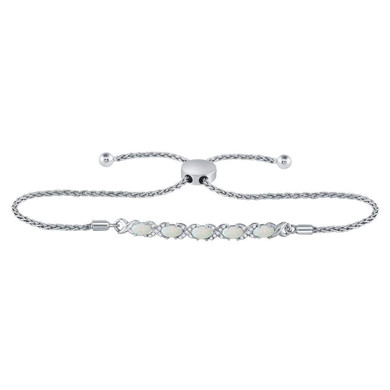 Bracelets |  Sterling Silver Womens Round Diamond X-Link Bolo Bracelet 1/8 Cttw |  Splendid Jewellery