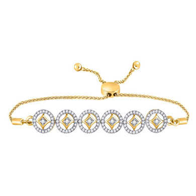 Bracelets |  10kt Yellow Gold Womens Round Diamond Joined Circles Bolo Bracelet 1/3 Cttw |  Splendid Jewellery