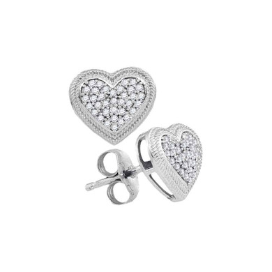 Earrings |  10kt White Gold Womens Round Diamond Heart Cluster Earrings 1/5 Cttw |  Splendid Jewellery Earrings |  10kt White Gold Womens Round Diamond Heart Cluster Earrings 1/5 Cttw |  Splendid Jewellery