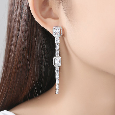 'Flavia' Earrings - 18K White Gold Finish