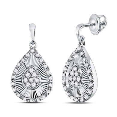 Earrings |  10kt White Gold Womens Round Diamond Teardrop Dangle Earrings 1/3 Cttw |  Splendid Jewellery Earrings |  10kt White Gold Womens Round Diamond Teardrop Dangle Earrings 1/3 Cttw |  Splendid Jewellery