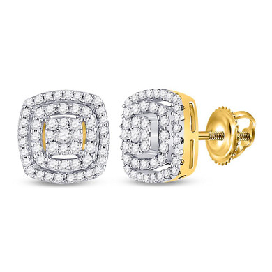 Earrings |  10kt Yellow Gold Womens Round Diamond Square Frame Cluster Earrings 1/4 Cttw |  Splendid Jewellery Earrings |  10kt Yellow Gold Womens Round Diamond Square Frame Cluster Earrings 1/4 Cttw |  Splendid Jewellery