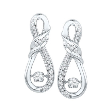 Earrings |  10kt White Gold Womens Round Diamond Moving Twinkle Fashion Earrings 1/3 Cttw |  Splendid Jewellery
